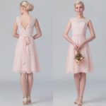 Ankle Length Blush Pink Bridsmaid Dress