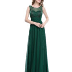 Elegant Forest Green Sparkle Bust Bridesmaid Dress