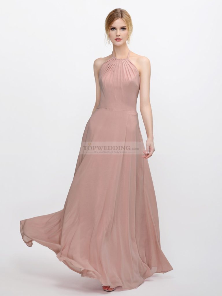 Halter Blush Pink Bridesmaid Dress