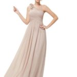One Shoulder Floral Padded pink bridesmaid dress