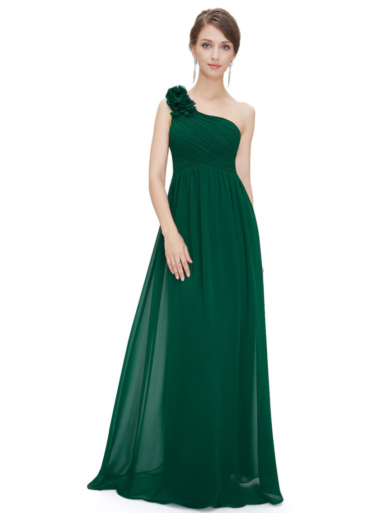 One Shoulder Green Bridesmaid Dress