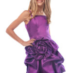 Purple bridesmaid dresses with flower