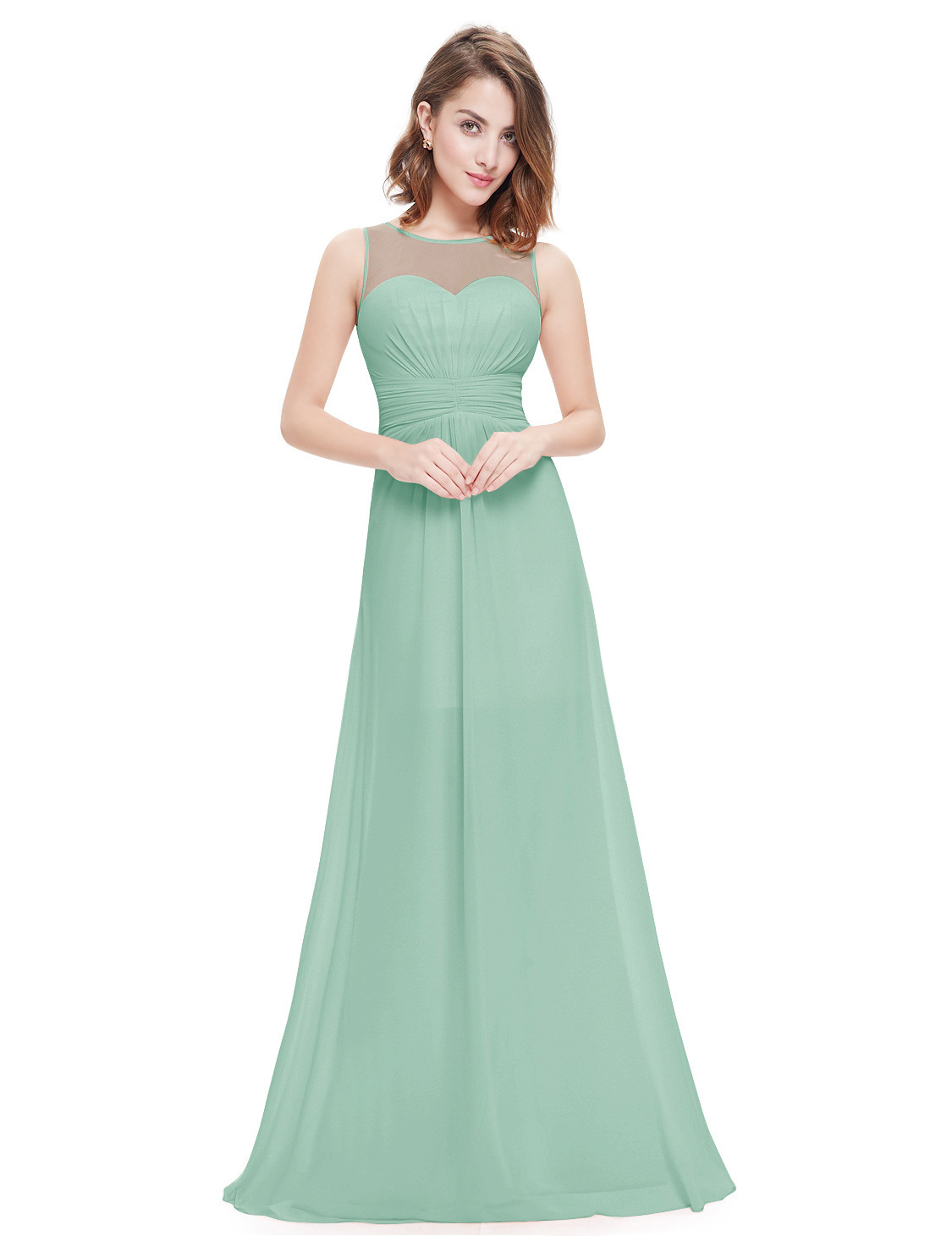 Sage Green Sweetheart Sheer Lace Bridesmaid Dress Long