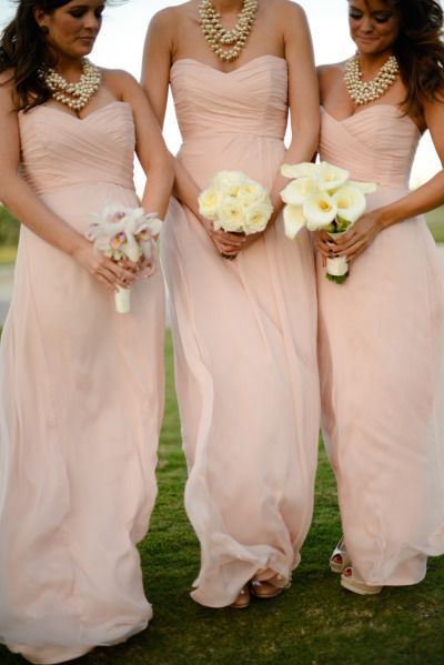 blush pale pink bridesmaid dresses
