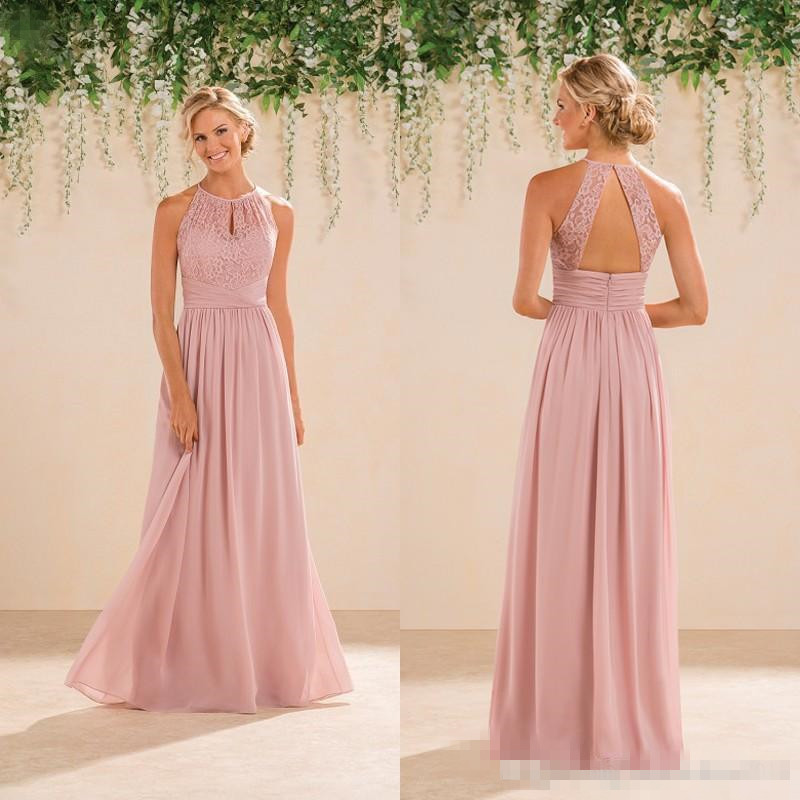 blush pink bridesmaid dresses full length