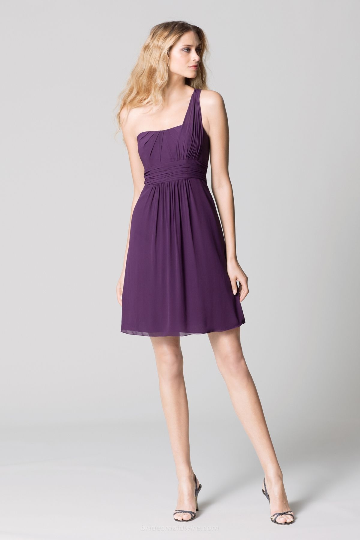 chiffon dark purple bridesmaid dresses knee length