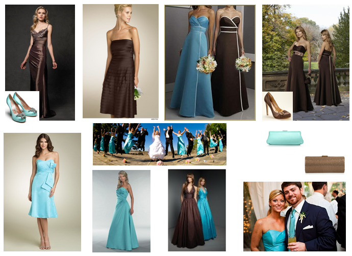 chocolate brown and tiffany blue bridesmaid dresses