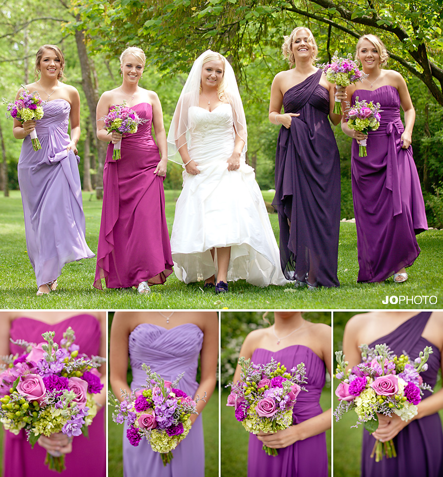different shades of purple bridesmaid dresses