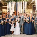 dusty blue bridesmaid dresses and gray men suits