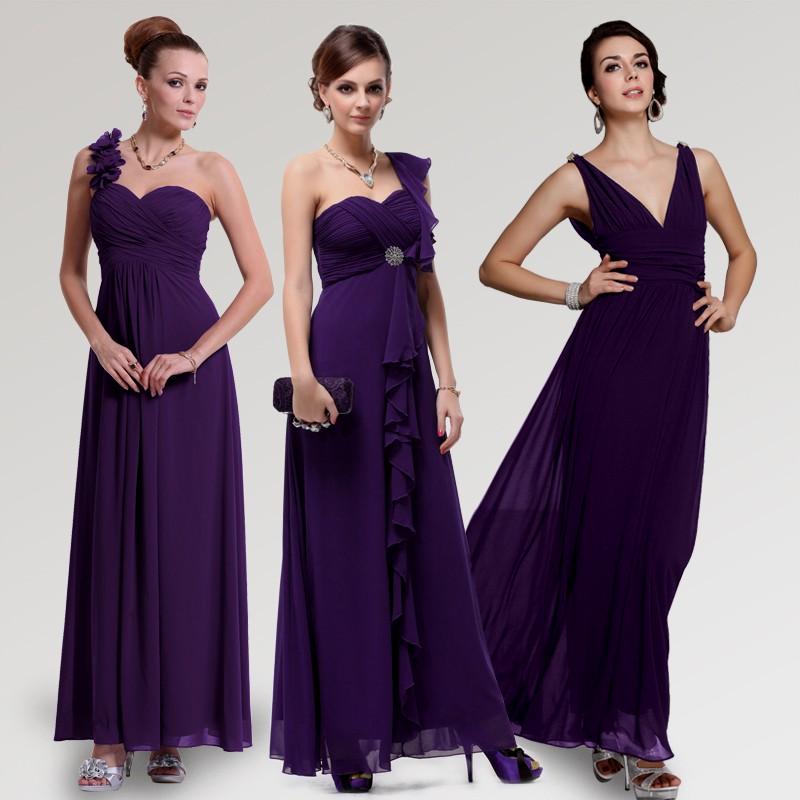 shiny royal purple bridesmaid dresses
