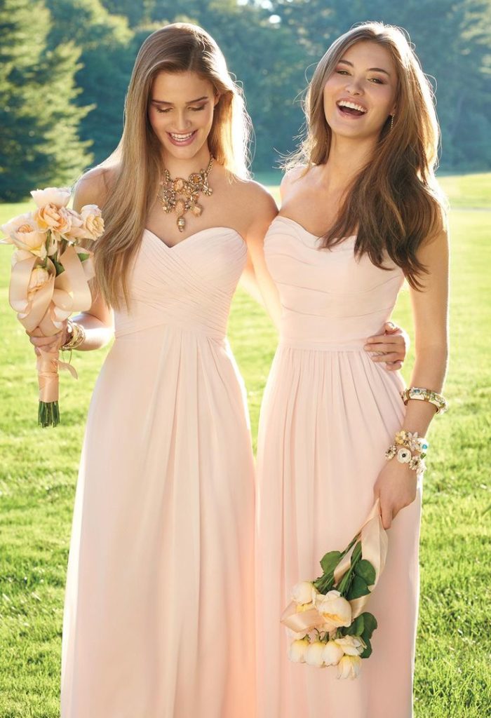 sweetheart pink bridesmaid dresses