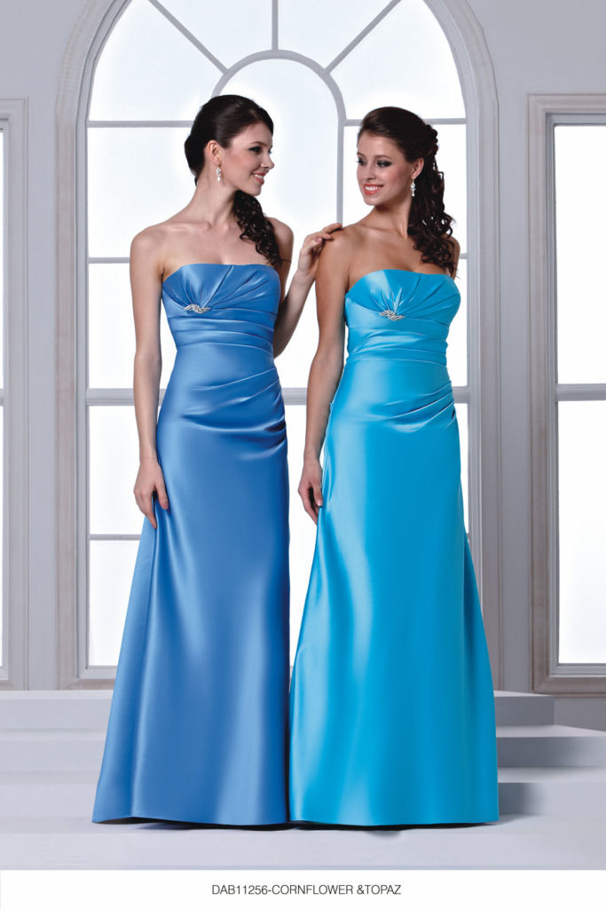 two piece cornflower blue bridesmaid dresses
