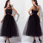 1950S Celebrity Tea Length Black Prom Dresses