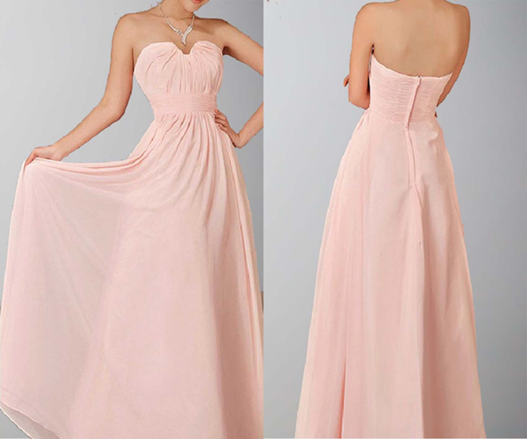 A-line Sweetheart Neck Chiffon Long Prom Gown