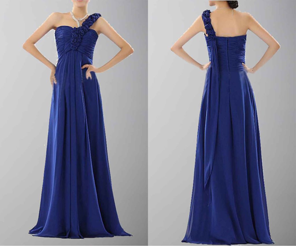 Blue One Shoulder Long Bridesmaid Dress