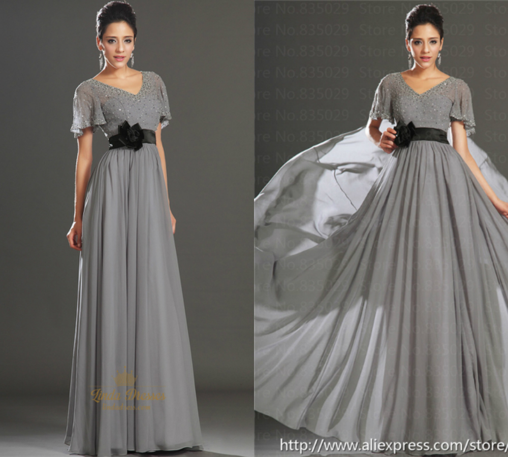 Dark gray bridesmaid dresses with black sash