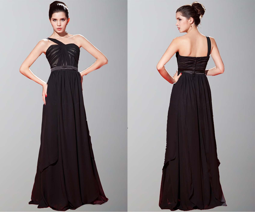Empire Waist Single Shoulder Long Prom Gowns