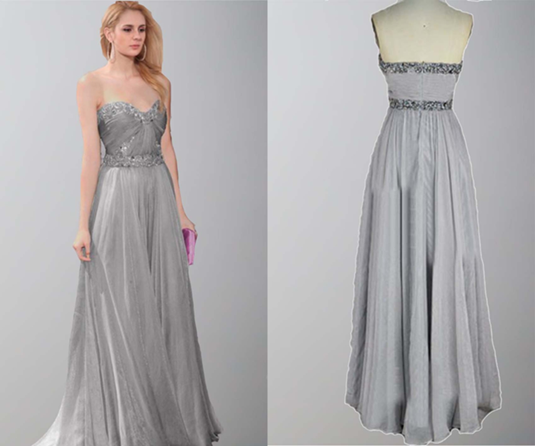 Gray Long Sweetheart Sequin Ceremony Show Dresses