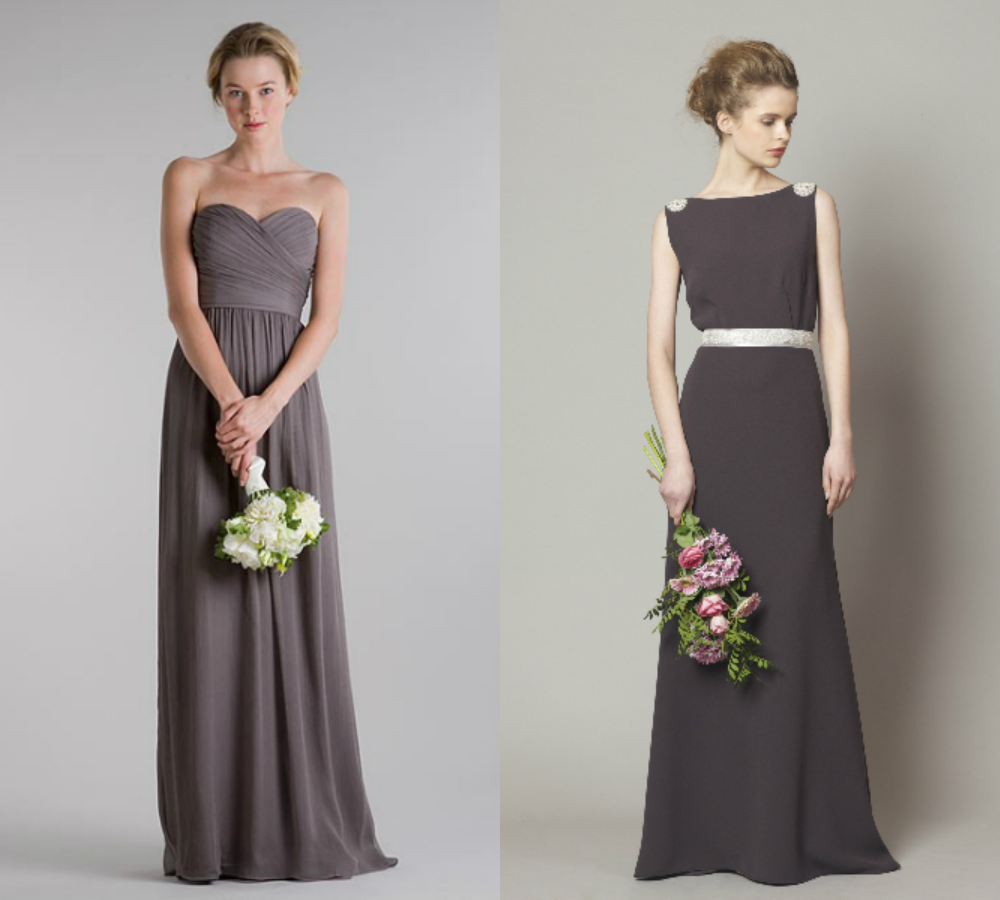 slate gray bridesmaid dresses long