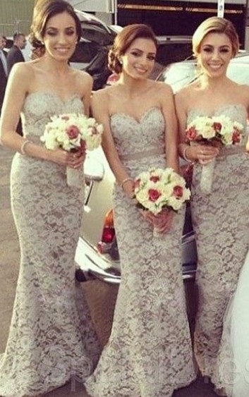 Cheap Bridesmaid Dresses Lace Sweetheart Floor Length A Line Charming Sexy Party Dress