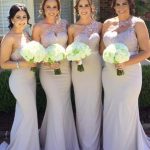 Elegant Mermaid Bridesmaid Dresses One-Shoulder Lace Long Wedding Party Dresses