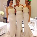 Lace Mermaid Bridesmaid Dresses Sweep Train Simple Party Gowns