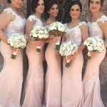 Mermaid Lace Bridesmaid Dresses Pink Sweetheart Off-shoulder Court Train Maid of Honor Dresses