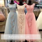 New Arrival Elegant Crystal Scoop Sleeveless Tulle Appliques Bridesmaid Dress