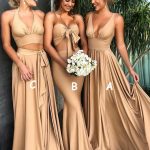 Simple Two Pieces Mermaid Bridesmaid Dresses Halter Bows A-Line Maid Of The Honor Dress