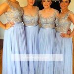 Sleeveless Appliques Popular Chiffon Floor-Length A-Line Bridesmaid Dress