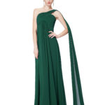 A-line Long One Shoulder Bridesmaid Dress Green
