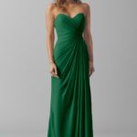 Emerald Green Seath Long Sweetheart Bridesmaid Dress