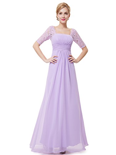 Long purplue bridesmaid dresses with lace sleeves