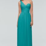One Shoulder Aqua Green Long Bridesmaid Dress