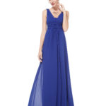 Royal Blue Deep V-Neck Bridesmaid Dress UK