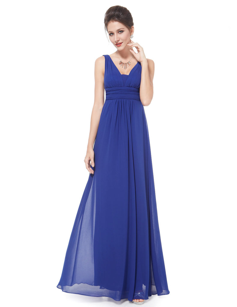 Royal Blue Deep V-Neck Bridesmaid Dress UK