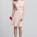 Short Sleeve Blush Pink Bridsmaid Dress