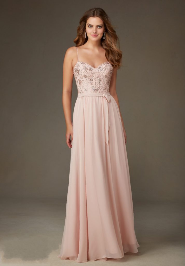 Straps Blush Pink Bridesmaid Dress