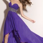 deep purple asymmetrical bridesmaid dresses