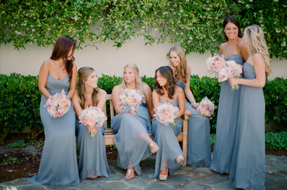 dusty blue bridesmaid dresses wildflower wedding