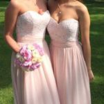 ong pearl pink bridesmaid dresses with lace
