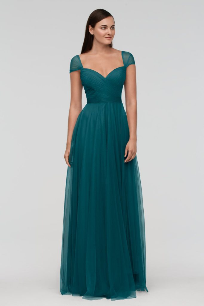 viridian Green Cap Sleeve Bridesmaid Dress UK