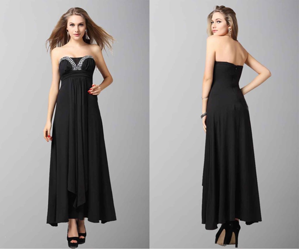 Black Sexy Dimensional Level Folds Evening Dress
