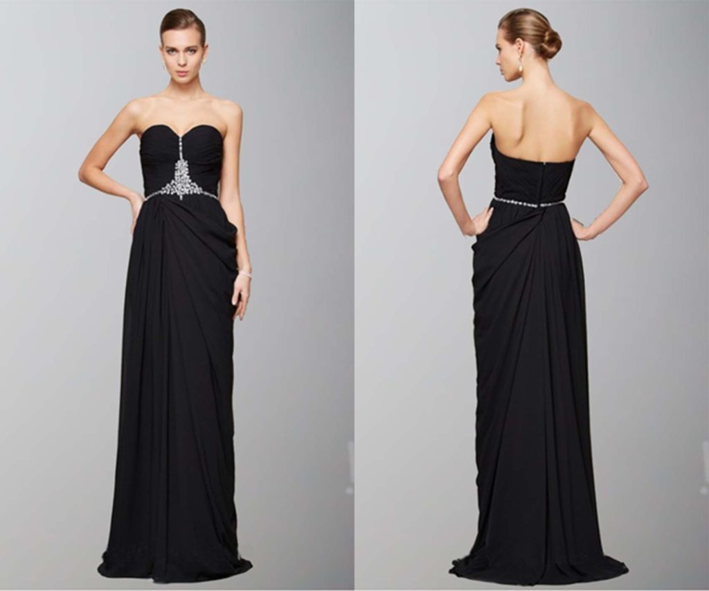 Black Sweetheart Side Ruffles Long Formal Dresses