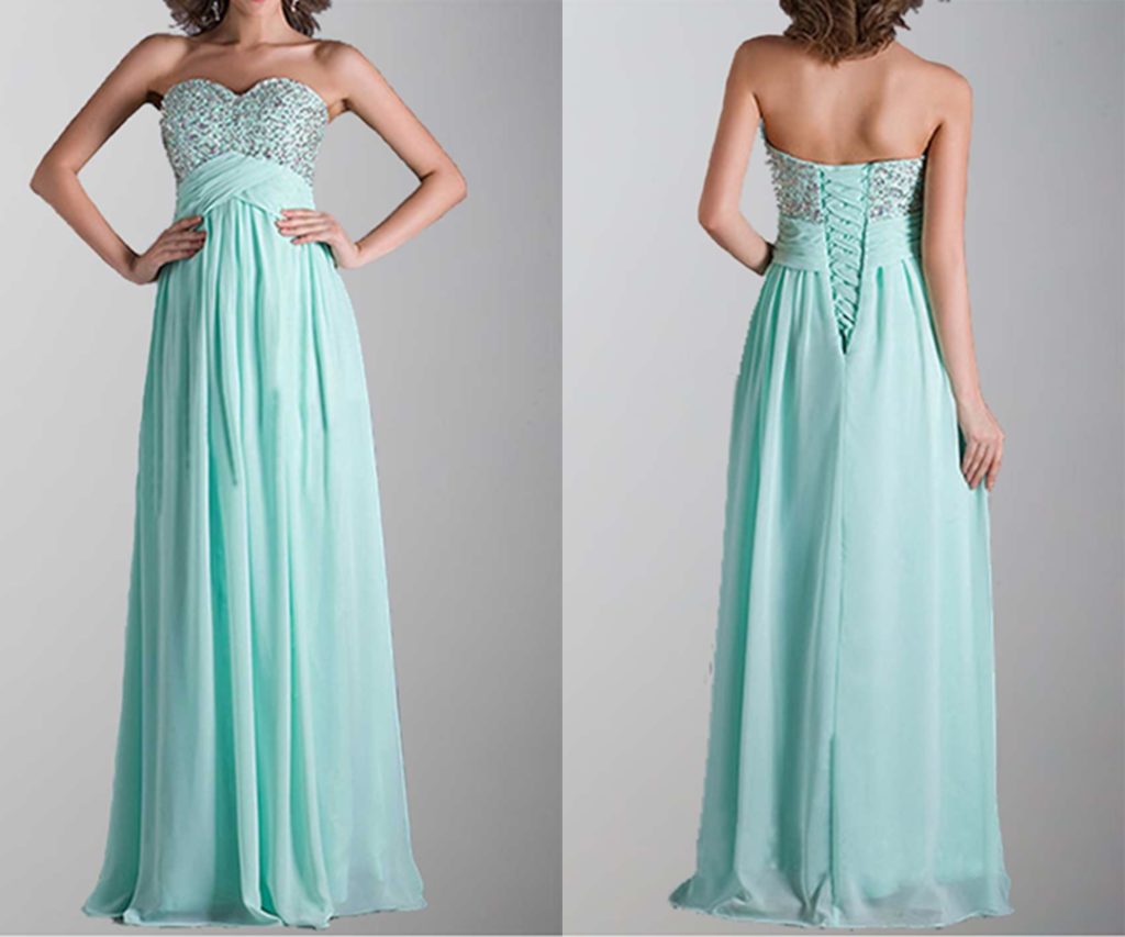 Empire Waist Sequin Lace Up Long Prom Dresses