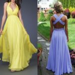 Flowing Yellow Halter Backless Long Prom Dresses