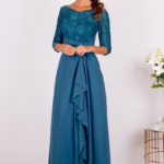 Elegant Blue Lace Half Sleeved Bridesmaid Dress 2019