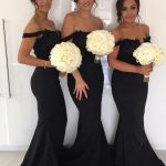 Black Mermaid Sexy Bridesmaid Dresses Off-the-Shoulder Maid of the Honor Dresses