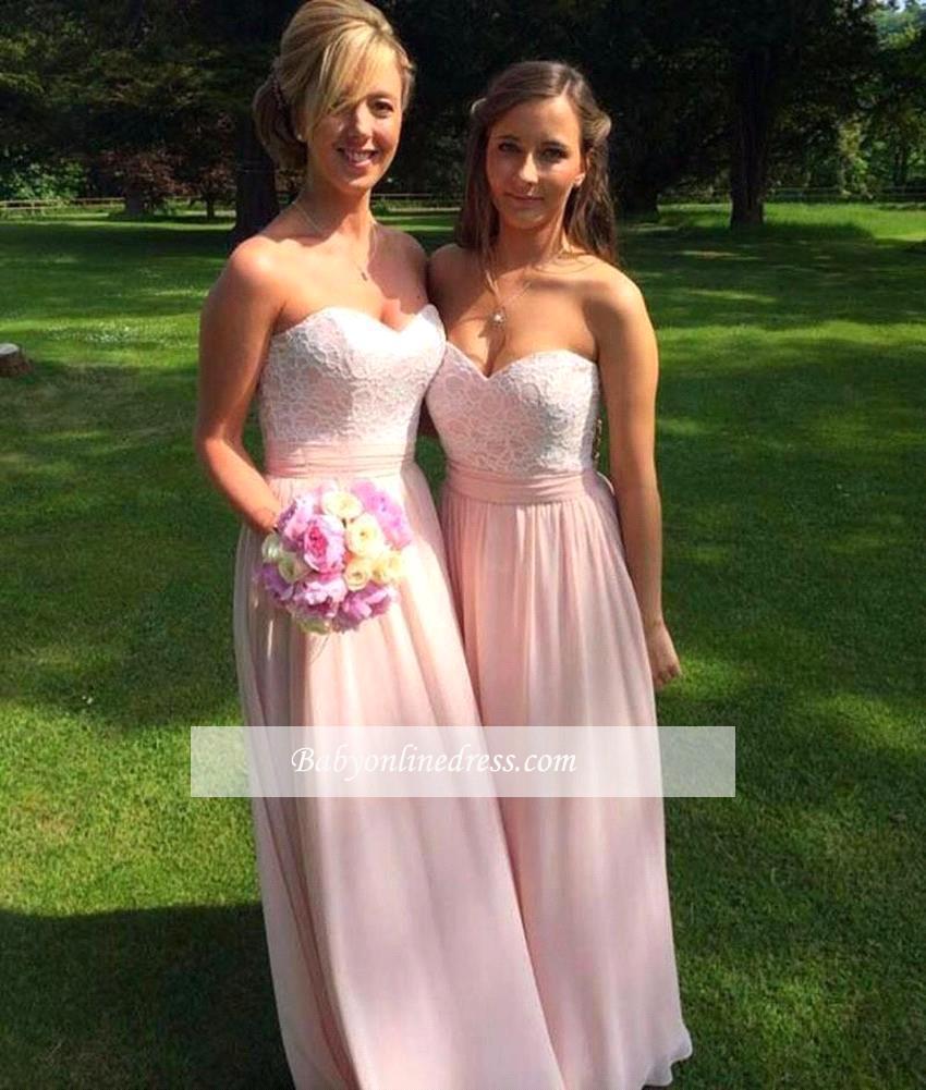 New Arrival Sweetheart Appliques Lace Ruched Chiffon Bridesmaid Dress