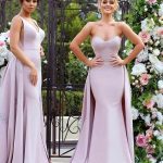 New Mermaid Bridesmaid Dresses Long Sleeves Wedding Party Dresses with Overskirt